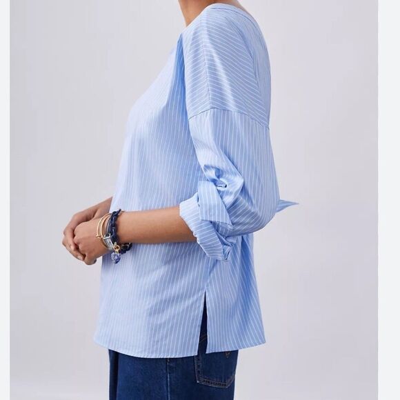 Anthropologie Harshman Cotton Button Back Oversized Top(Size XS) - Picture 2 of 9